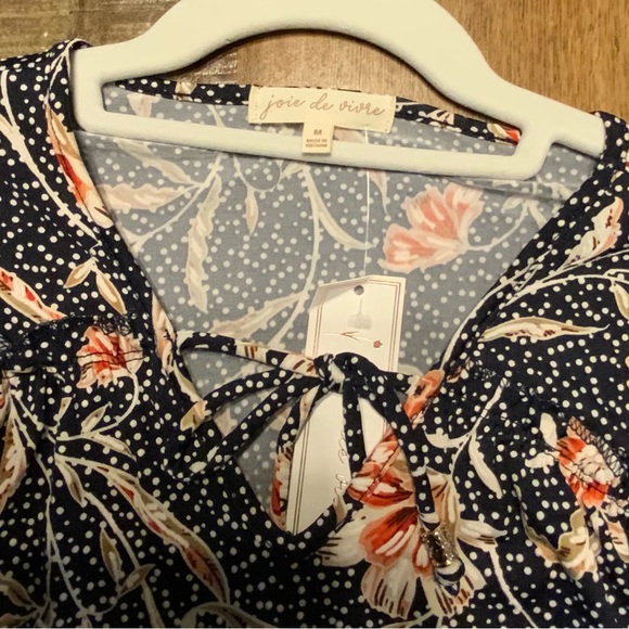 Joie De Vivre Tops - Joie de Vivre Floral Blouse - Navy and Pink